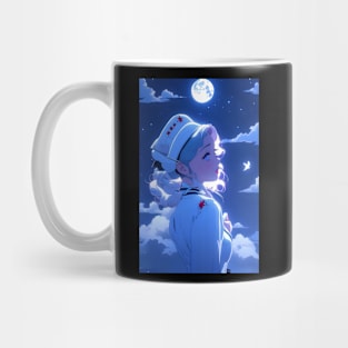 Anime nurse with moon in night sky moon lover Mug